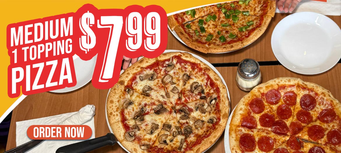 Medium 1 Topping Pizza $7.99